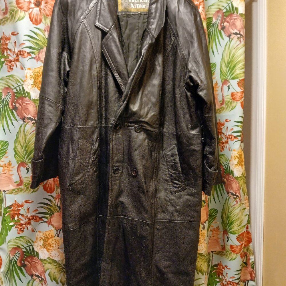Leather trench coat